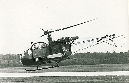 Polizeihubschrauber am Flugplatz Karlsruhe-Forchheim 1966